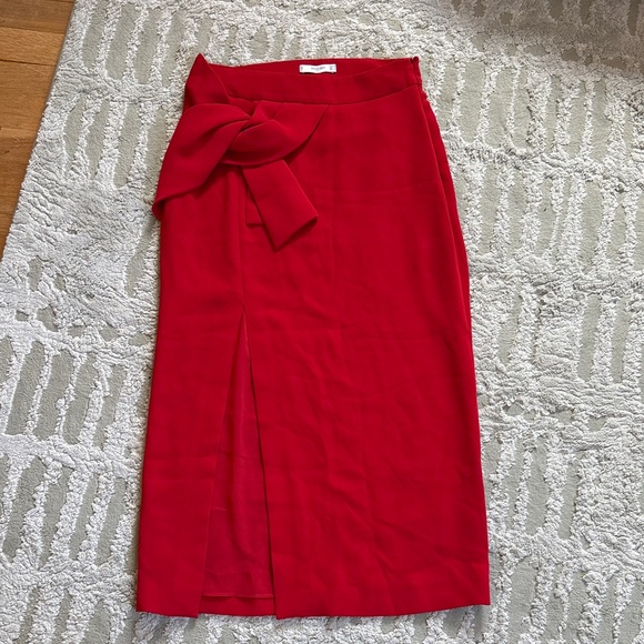 Mango Red Pencil Skirt with Bow Detail - Picture 1 of 2